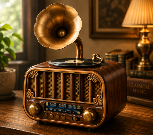 Vintage Bluetooth Speaker with AM/FM/SW Radio | 3 Band Portable Retro Radio | USB Port & TF Card Slot | MP3 Playback | 5V DC Powered Wireless Music System (Wood Finish)