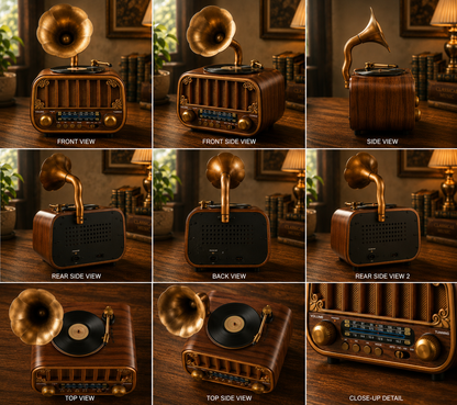 Vintage Bluetooth Speaker with AM/FM/SW Radio | 3 Band Portable Retro Radio | USB Port & TF Card Slot | MP3 Playback | 5V DC Powered Wireless Music System (Wood Finish)