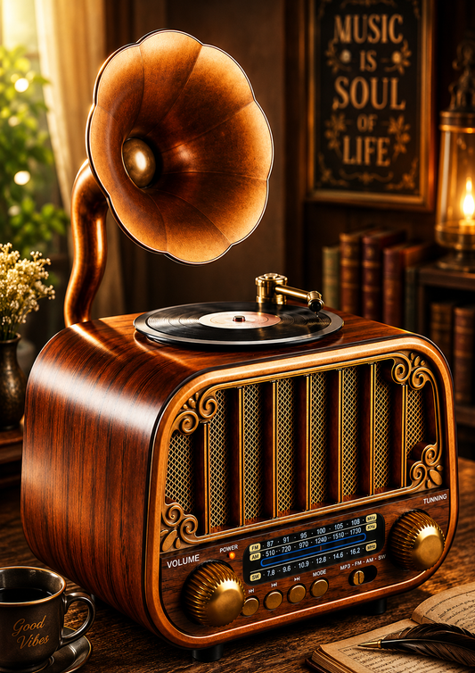 Vintage Bluetooth Speaker with AM/FM/SW Radio | 3 Band Portable Retro Radio | USB Port & TF Card Slot | MP3 Playback | 5V DC Powered Wireless Music System (Wood Finish)